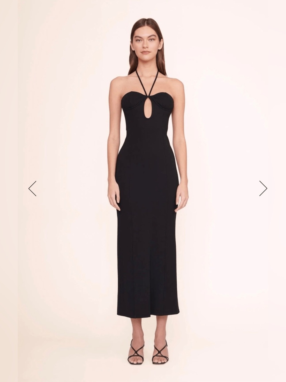 Staud Bardot Halterneck Sleeveless Cutout Midi Dress Black Large NEW $325